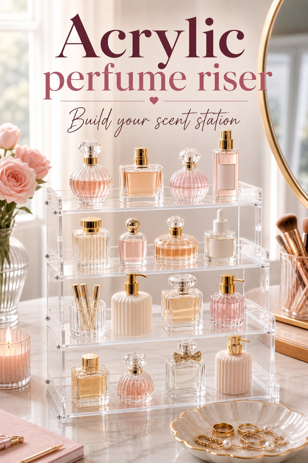 Scent station setup with perfume tray