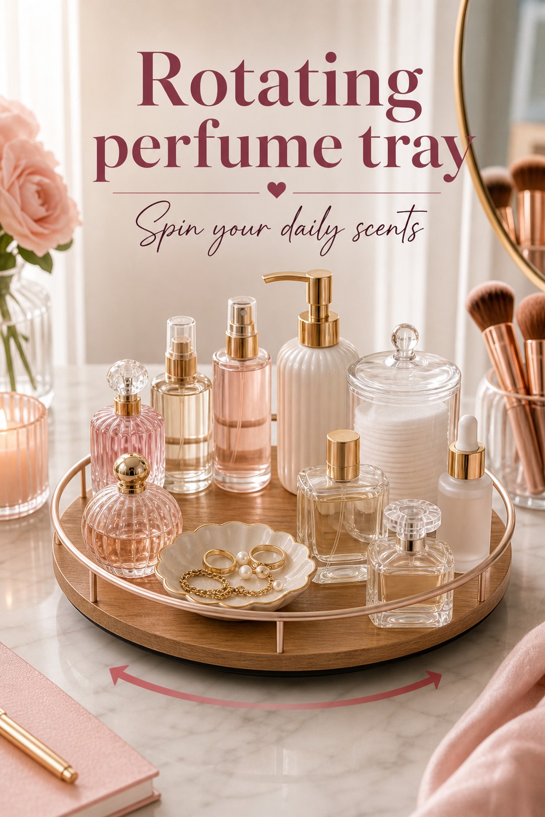 round rotating perfume tray for Her Scent Station