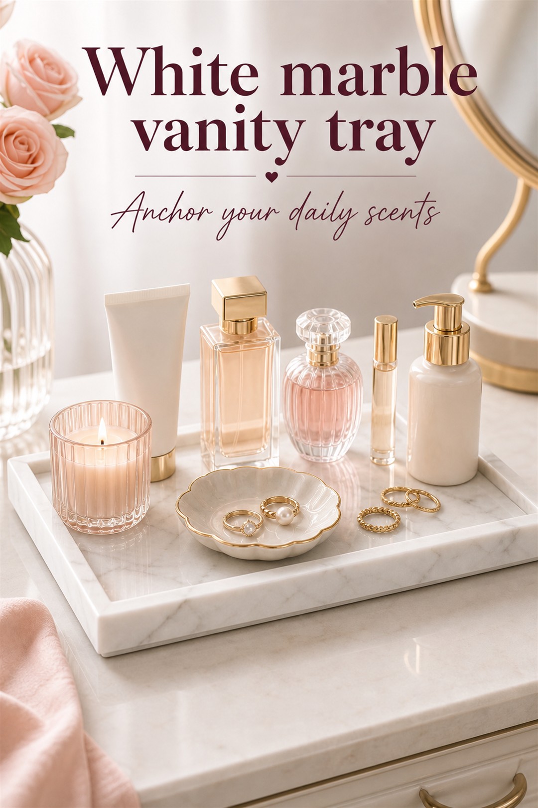 marble vanity perfume tray for Her Scent Station