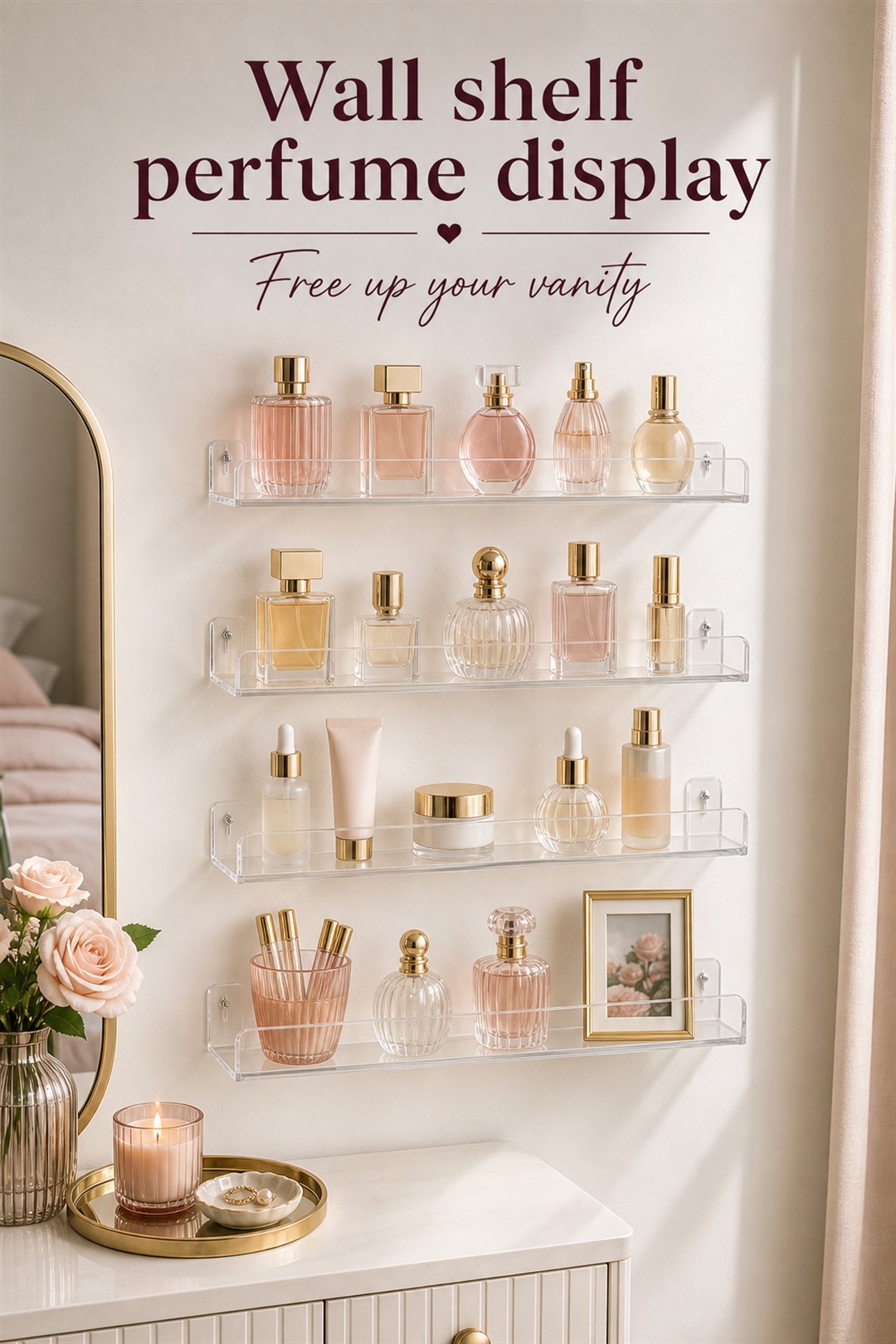 wall shelf perfume display for Her Scent Station