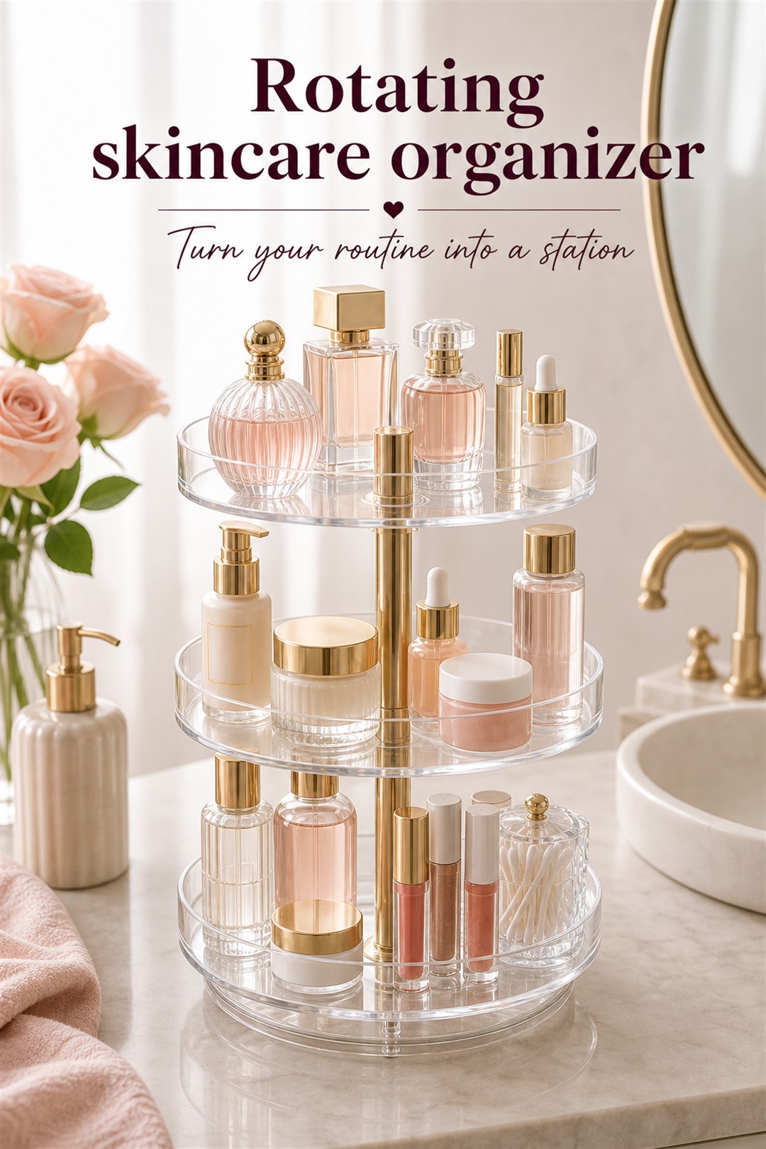 rotating skincare perfume organizer for Her Scent Station