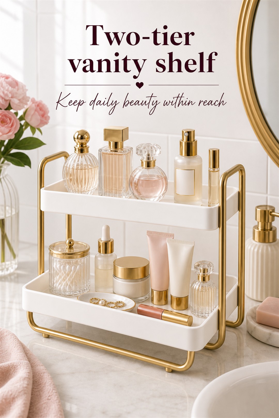 two tier vanity shelf for Her Scent Station
