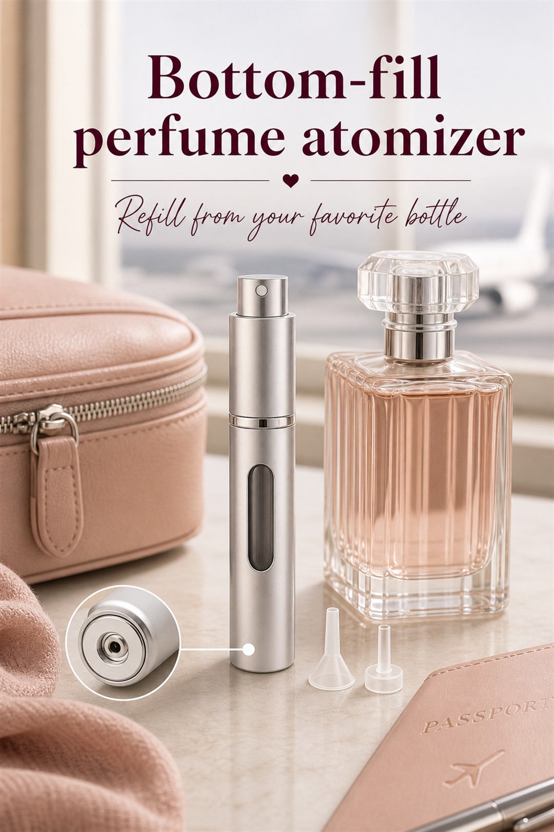 bottom fill travel atomizer for Her Scent Station