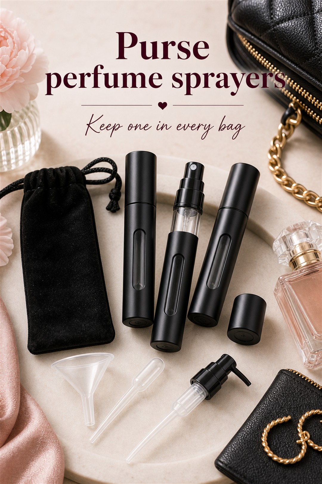 metal purse perfume sprayer for Her Scent Station