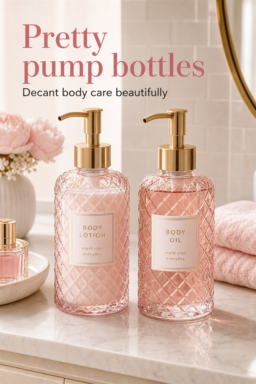 body oil pump bottle set for Her Scent Station