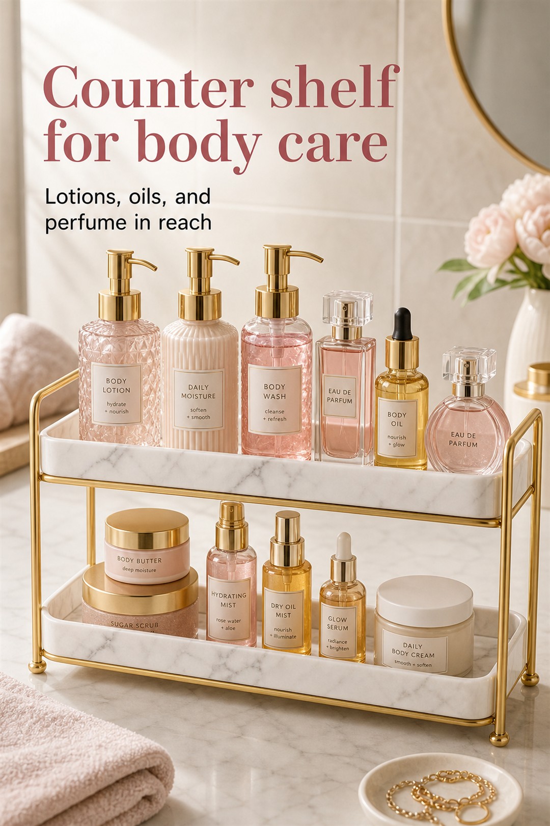 lotion and perfume counter shelf for Her Scent Station