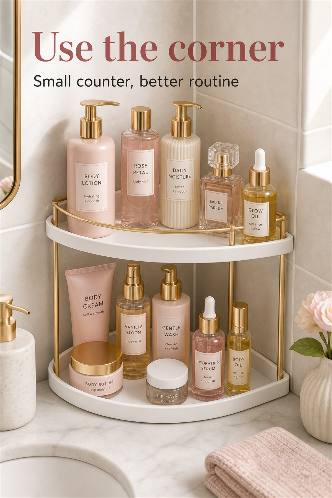 bathroom counter tier organizer for Her Scent Station