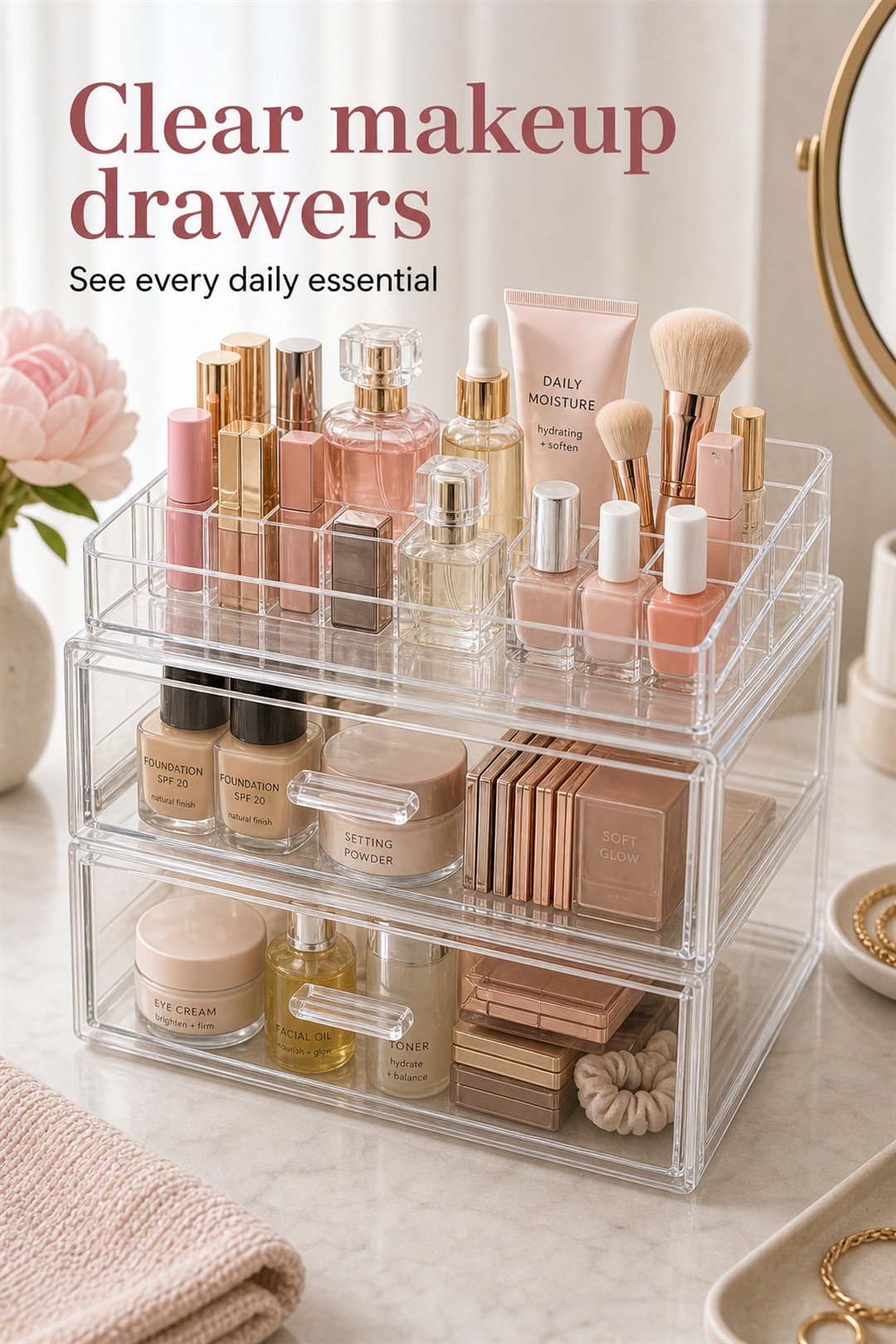 clear makeup drawer organizer for Her Scent Station