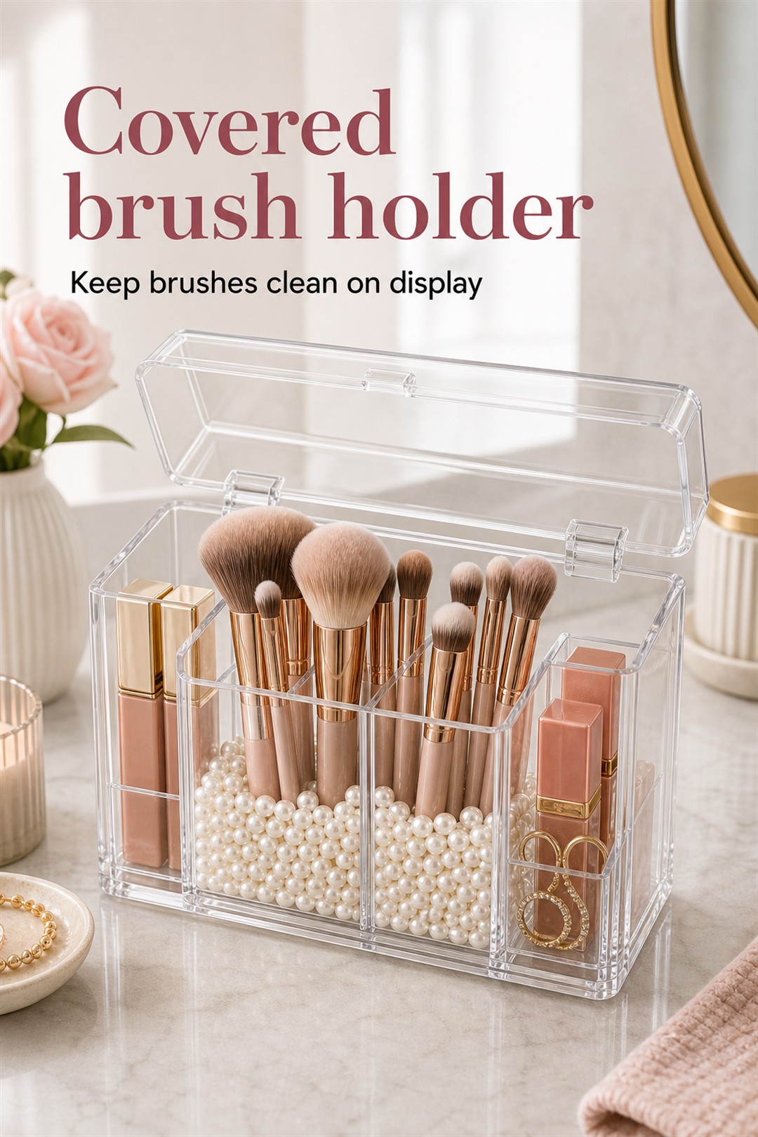 makeup brush holder with lid for Her Scent Station