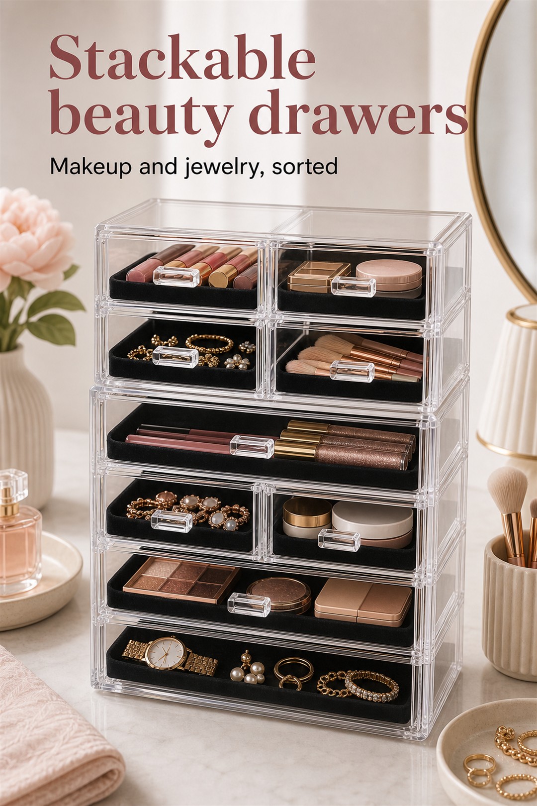 stackable cosmetic drawers for Her Scent Station