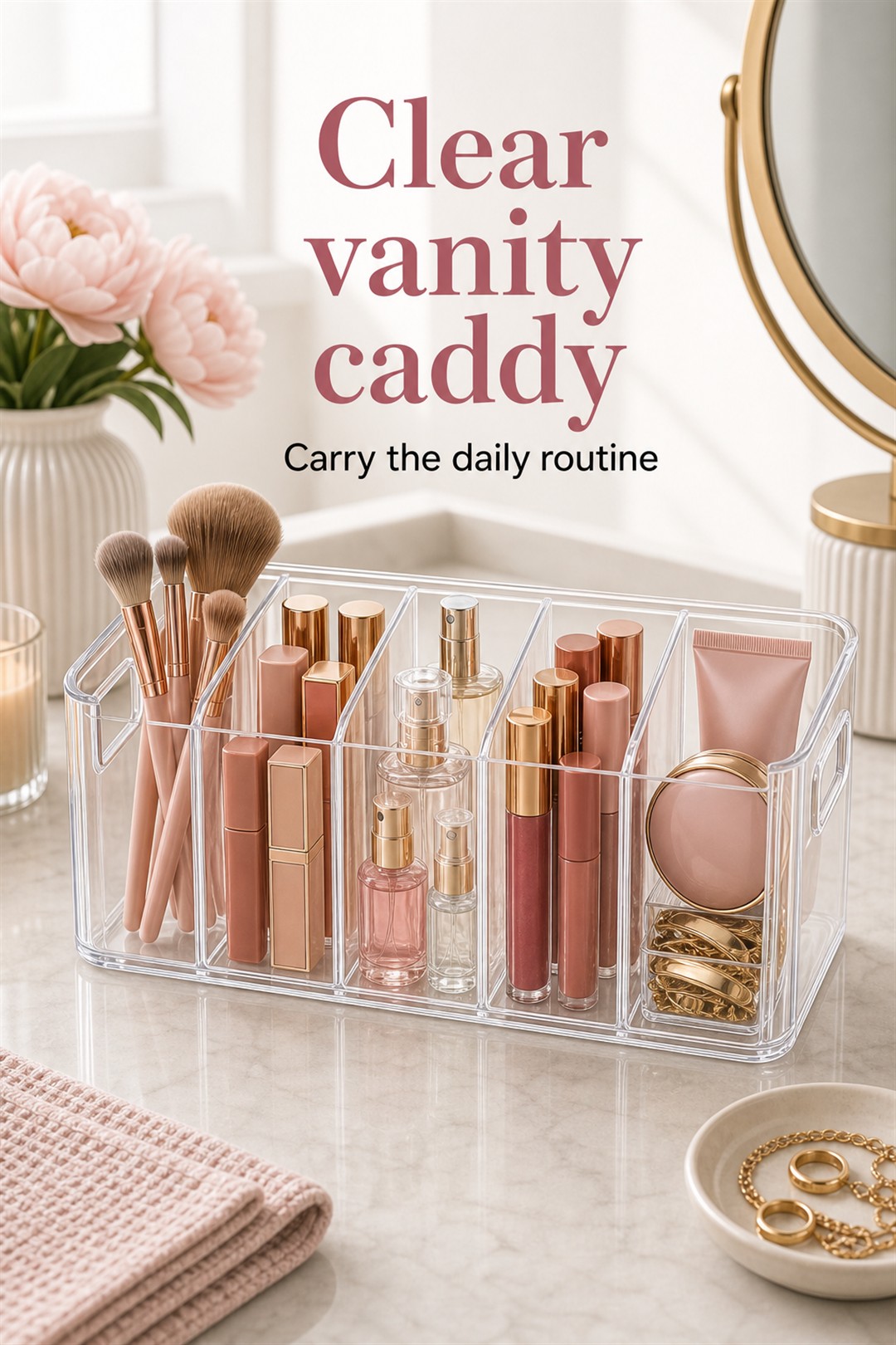 handled makeup organizer caddy for Her Scent Station