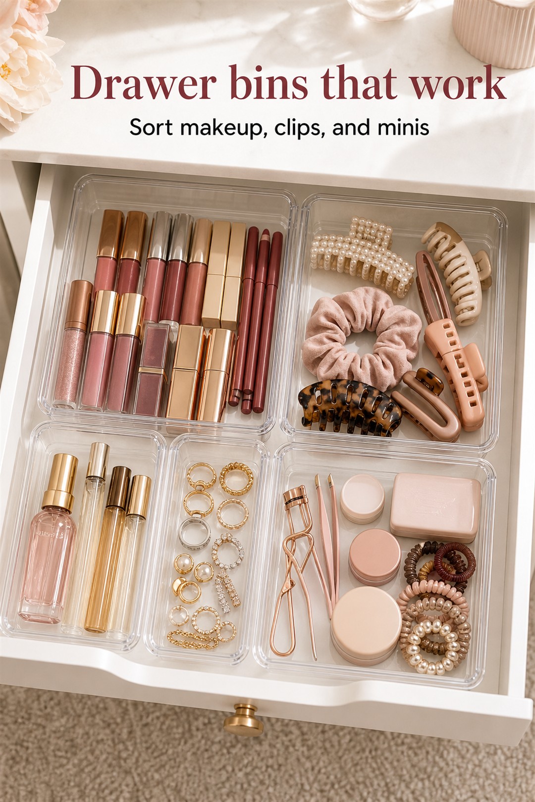vanity drawer divider bins for Her Scent Station