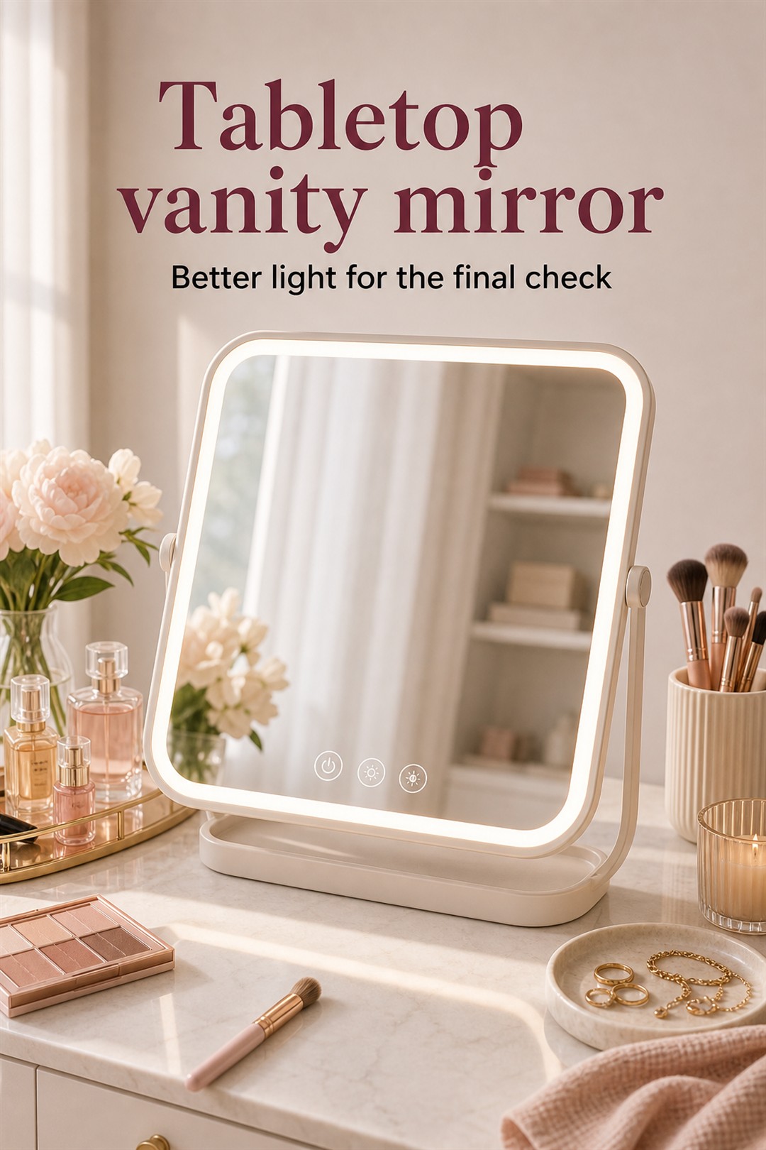 lighted tabletop vanity mirror for Her Scent Station