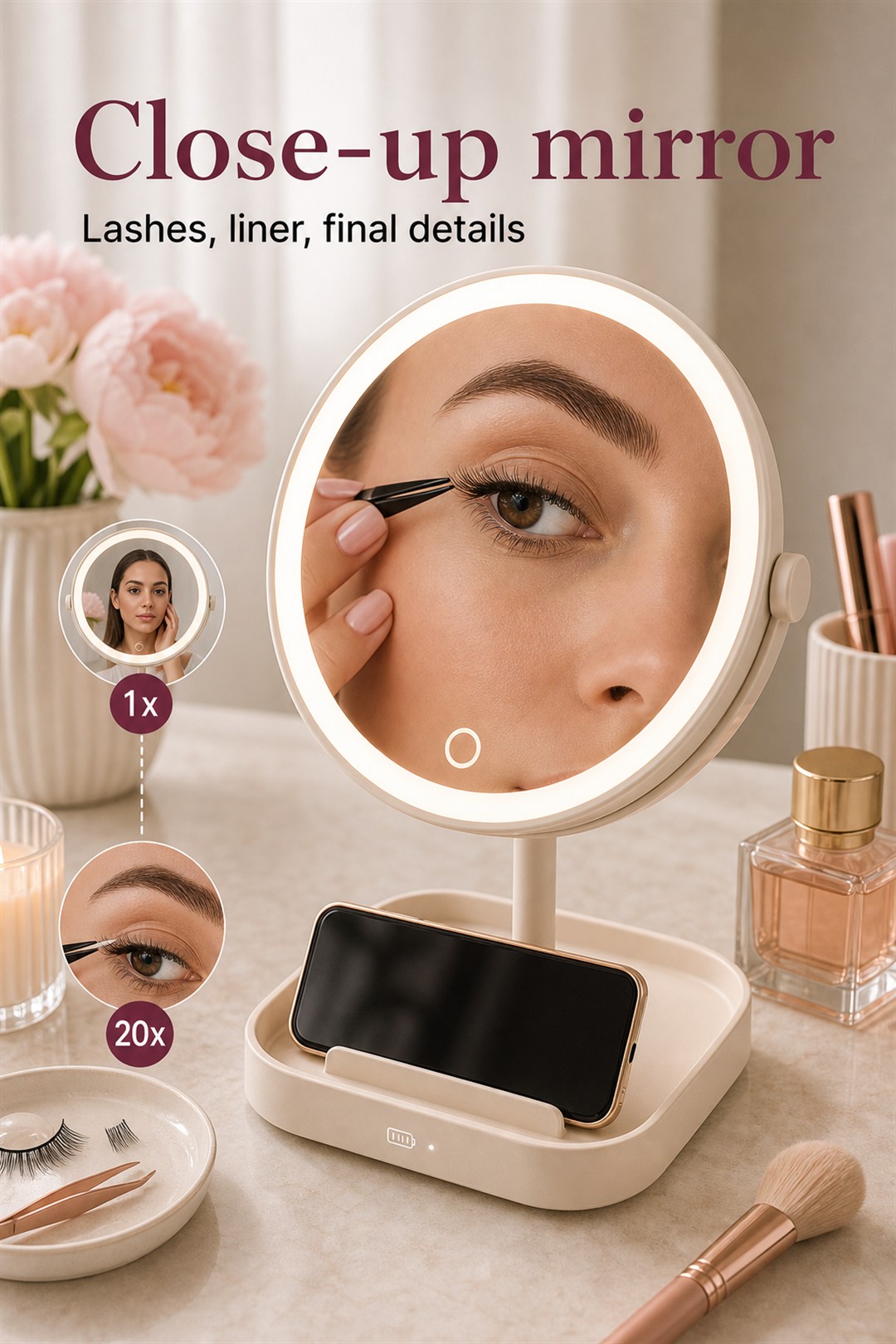 compact magnifying makeup mirror for Her Scent Station
