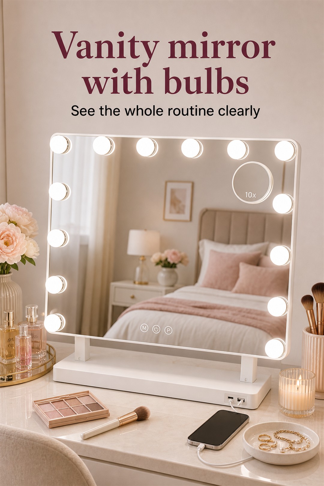 vanity mirror with bulbs for Her Scent Station
