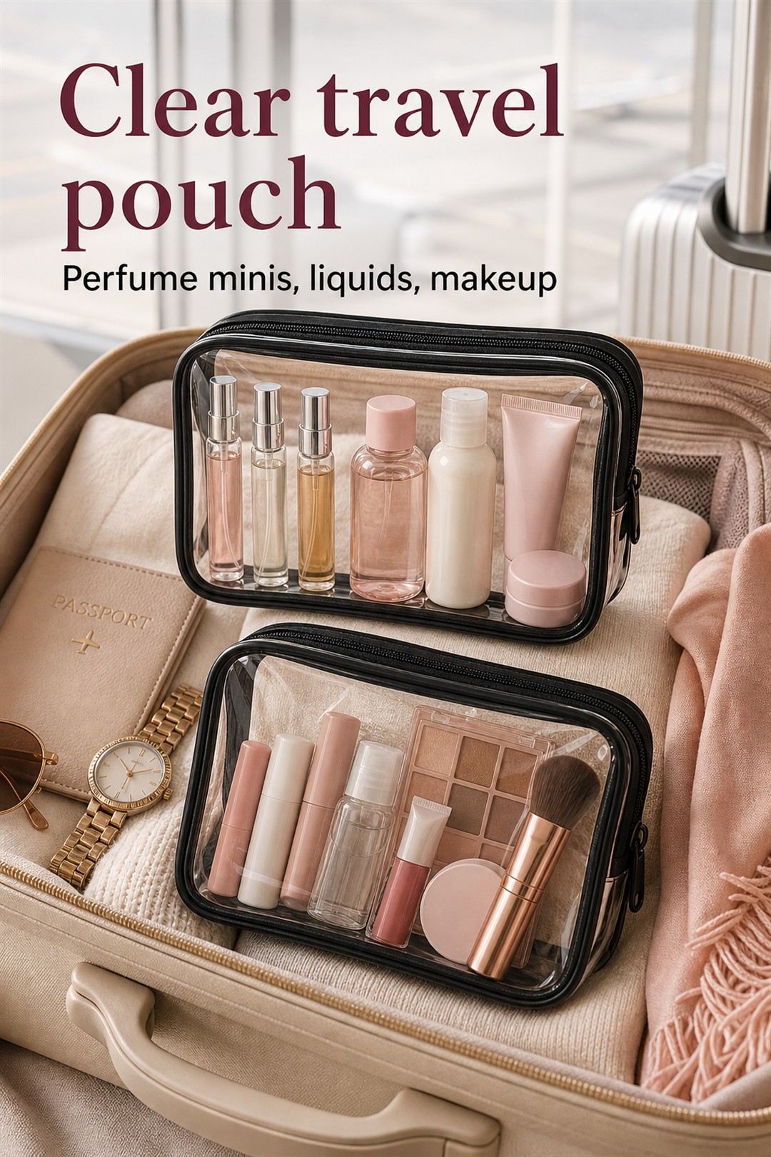 clear travel toiletry pouch for Her Scent Station