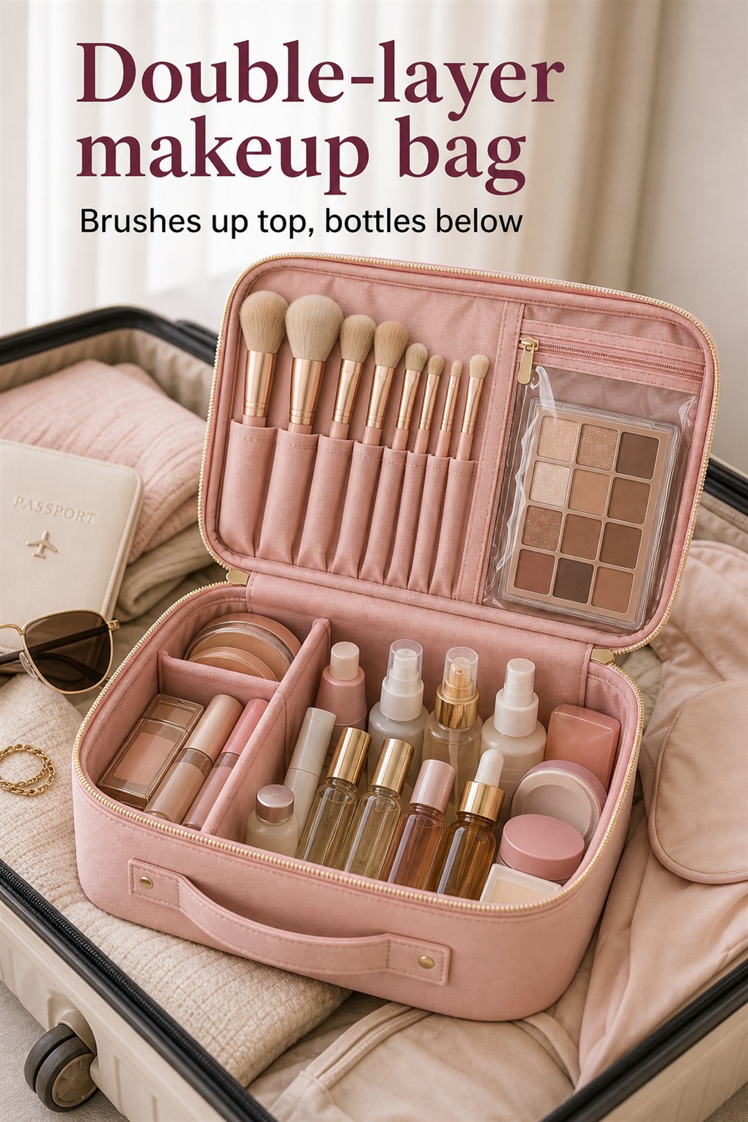 double layer travel makeup bag for Her Scent Station